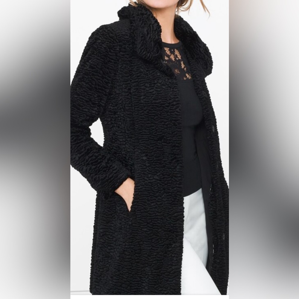 Whbm Persian faux fur black coat xxs